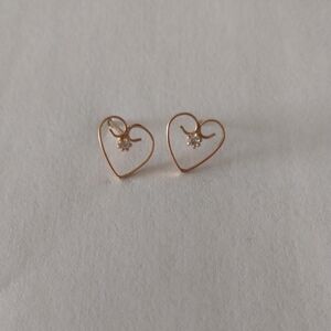 Gold Heart Stud Earrings Minimalist Design